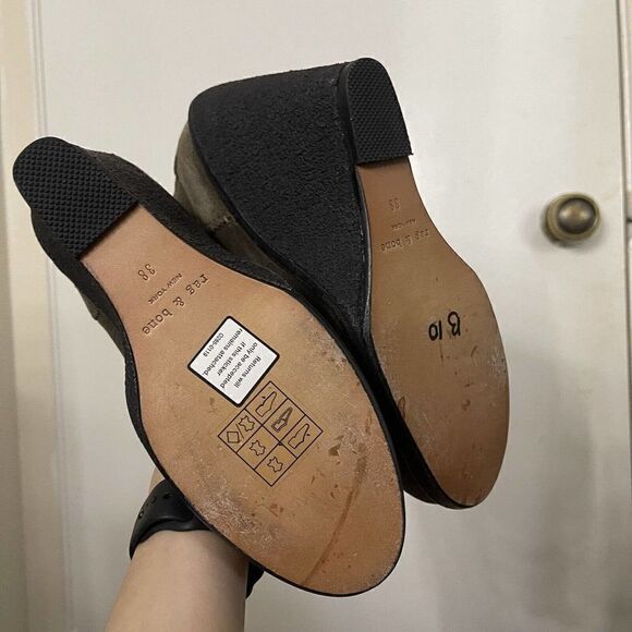 NWOB Rag & Bone Odval lace up green suede wedge ankle boots size 38 US 8 - Picture 5 of 9